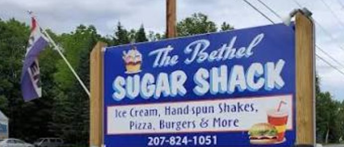 The roadside sign for The Bethel Sugar Shack